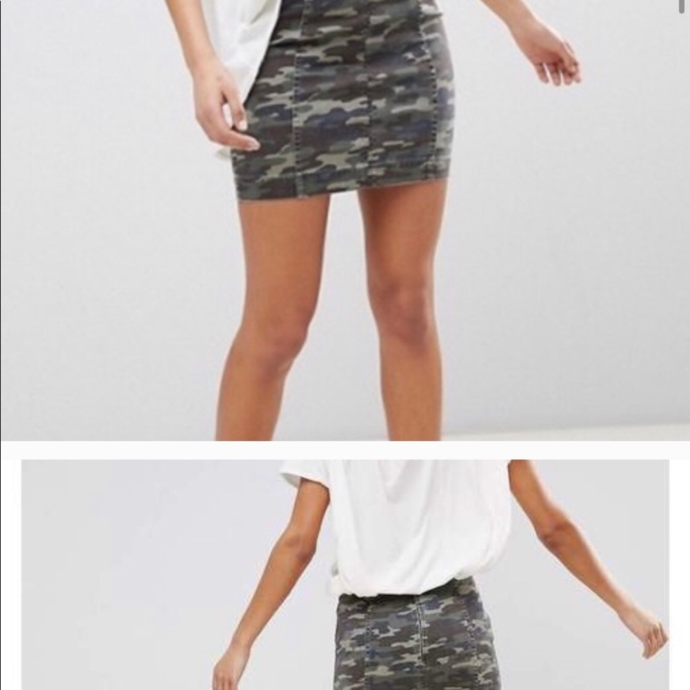 NWOT Free People Modern Femme Novelty Skirt Camo